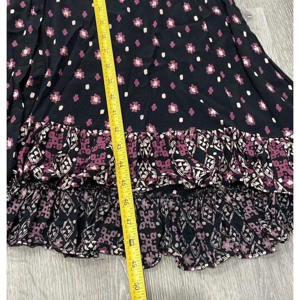 Free‎ People Women Midi Dress Black Floral Calico Skies Cottagecore Boho Sz S